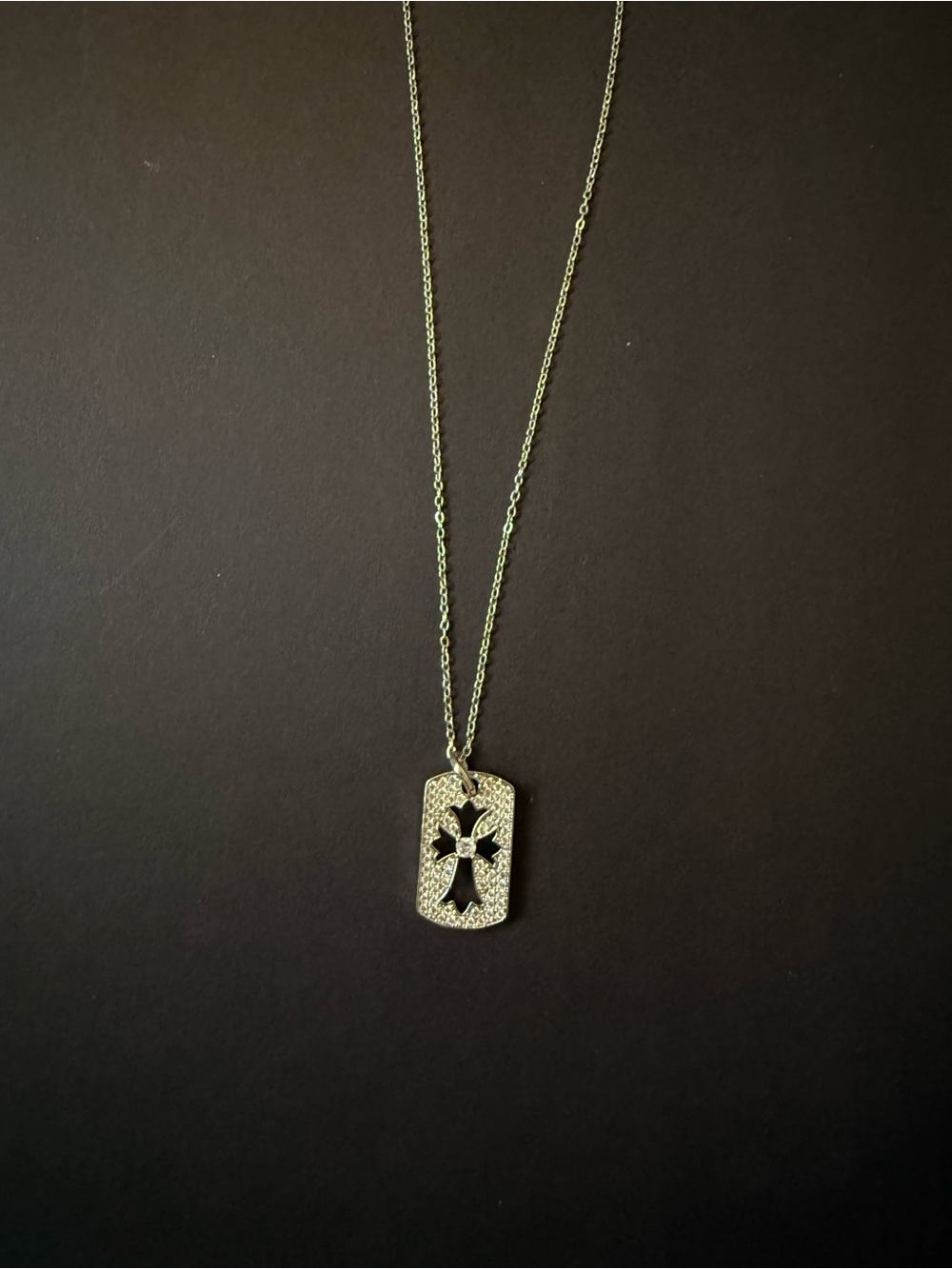 Gothic Cross Dog Tag Necklace Stainless Steel Pendant Silver Tone Chain